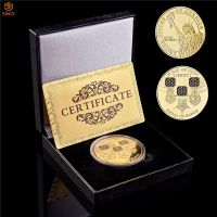 USA National Monument Novelty Statue Of Liberty In God We Trust Gold Token Challenge Coin Collection Gift W/Luxury Box