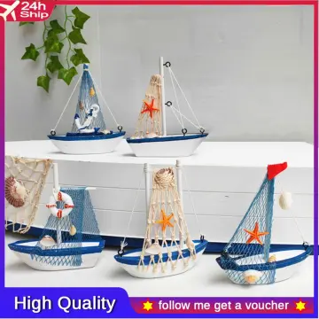 Miniature Mini Boat Model Fishing Ship Toy DIY Craft Home Tabletop