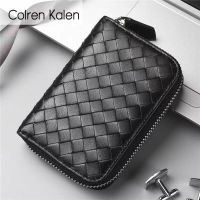 2023 New★ Mens card bag leather woven exquisite card holder ultra-thin high-end large-capacity multi-card drivers license leather case card holder for men