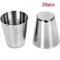 20pcs 30 ml stainless steel wine glasses Outdoor camping Coffee Tea Cup Silver Cup Rugged Metal Shooter Suitable