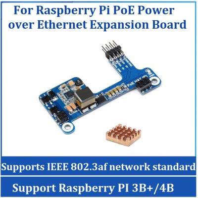 Waveshare Pi Hat Pcb Board PoE HAT(E) Ethernet Power over Expansion Board +Heatsink for Raspberry Pi 3B+/4B for IEEE 802.3Af 1Set