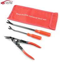 3pcs/Set Auto Car Door Panel Remover Clip Trim Auto Fastener Pliers Puller Tool Retaining Clip Remover Pry Bar Tool Nylon Bag