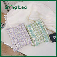 Living idea กระเป๋าถือ กระเป๋าคล้องแขน ลายสก็อต ผ้าสักหลาด ผ้าทวีต กระเป๋าลายน่ารัก สไตล์เกาหลี