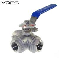 YQBS SS304 Stainless Steel Ball Valve NPT Female Thread 3/4  1/2 T  L Port  3 Three Way