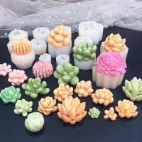 DIY Handmade Soap Making Simulation Succulent Plants Scented Plaster Candle Mold Cake Soft Candy Chocolate Silicone Mold Tools Artificial Flowers  Pla