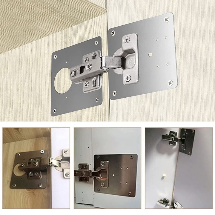 แผ่นซ่อมบานพับ1-2-4-10ชิ้นบานพับประตูตู้เก็บของตู้ยึดบานพับตู้เก็บจานเชื่อมต่อแผงประตูเครื่องมือซ่อมแซม
