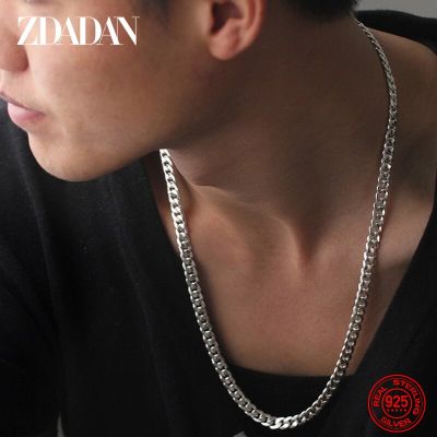 ZDADAN สร้อยคอ925เงินสเตอร์ลิงสายโซ่ยาว8มม. สำหรับผู้ชายเครื่องประดับแฟชั่นสำหรับผู้หญิงของขวัญสำหรับงานเลี้ยง