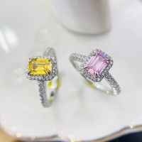 [COD] JZ319 baguette diamond womens ring yellow treasure imitation