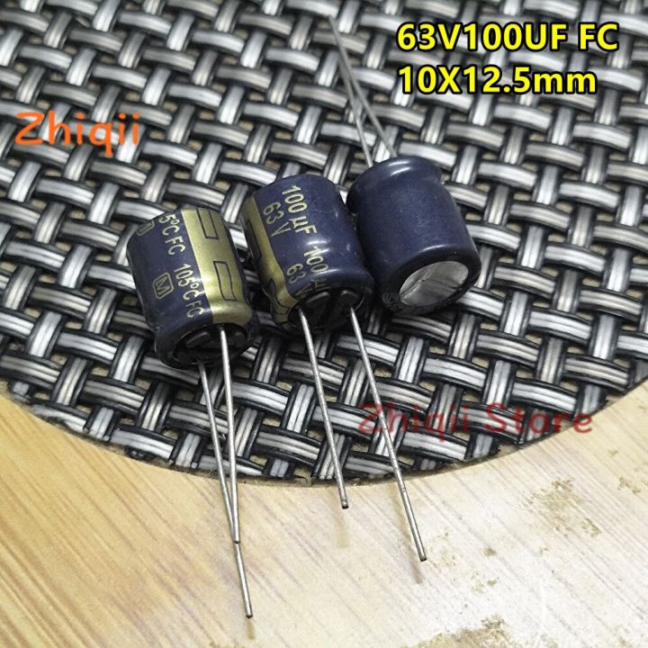 20pcs/50pcs 100uF 63v M New Genuine FC 63V100UF 10x12.5mm Audio capacitor 100UF/63V Gold characters High frequency low ESR Electrical Circuitry Parts