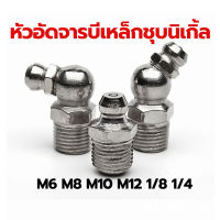 หัวอัดจารบีชุบนิเกิ้ล M6 M8 M10 M12 1/8 1/4 แบบตรง แบบงอ45 แบบงอ90 หัวอัดจาระบี