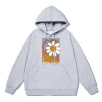 Original Art Painting Chrysanthemum Hoodie Men Cotton Quality Thicken Sweatshirt Personality Street Warm Tracksuit Male Size XS-4XL