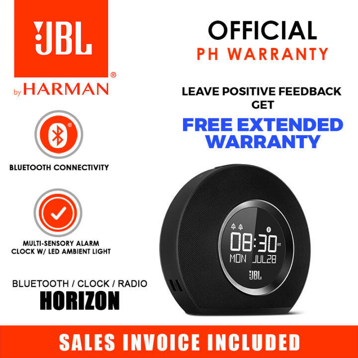 JBL Horizon Bluetooth Clock Radio with USB Charging and Ambient (Black