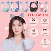 Tai Nghe Mèo Chụp Tai Bluetooth Dễ Thương Có Đèn LED Nhấp Nháy - Tai nghe chụp tai Bluetooth STN-28 - Headphone Bluetooth 5.0 Có Mic, Âm Thanh Sống Động, Led Siêu Nhạy