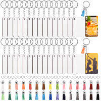 120pcs Handmade Present Making DIY Craft Fashion Jump Ring Double Side Printed Gift Heat Transfer Sublimation Blank Keychain Kit Portable Rectangle Home With Tassel