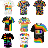 2023 NEW New Casual T-shirt Short Sleeve Round Neck 3d Rainbow Print Summer Fashion Hip Hop Style fashion