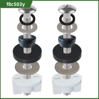 F8C503Y 2 Pieces เหล็กไร้สนิม ฝารองนั่งชักโครก อะไหล่สำหรับเปลี่ยน ที่ยึดด้านบน แหวนยางรอง ห้องน้ำในห้องน้ำ