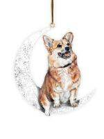 Puppy Ornaments Animal Pendant Dog Sit On The Moon Add Christmas Atmosphere With Rope Design Cute Dog Pendant For Tree And Family Decor realistic