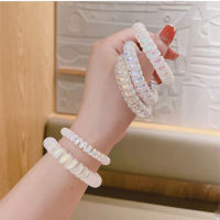 ?พร้อมส่ง? [N58] Hair band ยางมัดผมแบบเกลียว ยางมันผมเกาหลี ยางมัดผม ยางมัดผมสีมุกใส 1 เส้น