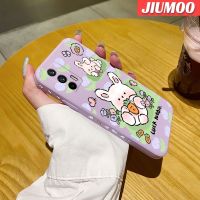 JIUMOO เคสสำหรับ Realme Q3 Pro X7 MAx,เคสลายการ์ตูนกระต่ายเคสมือถือนิ่มบางขอบสี่เหลี่ยมด้านข้างเคสซิลิโคนเคสป้องกันการกระแทก