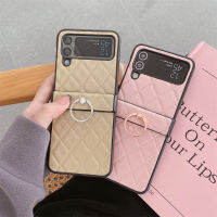 เคสแบบพับปิดได้สำหรับ Samsung Galaxy Z Flip3 5G Galaxy Z Flip4ฝาหลังหนังเคสมือถือกันกระแทกพับได้สไตล์แฟชั่นพร้อมฟังก์ชั่นขายึดแบบรัดแหวนสำหรับผู้หญิง Samsung Galaxy Z Flip 3 Z Flip 4