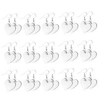 30Pcs Sublimation Blank Earrings Heat Transfer Sublimation Printing Wire Hooks Earrings Wooden Earrings for DIY Craft