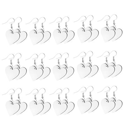 30Pcs Sublimation Blank Earrings Heat Transfer Sublimation Printing Wire Hooks Earrings Wooden Earrings for DIY Craft