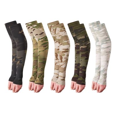 1 Pair Summer Tactical Camouflage Sports Arm Sleeve Basketball Cycling Running Fishing Arm Warmer UV Sun Protection Cuff Cover Sleeves