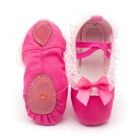 【CC】 Kid Children Ballet Shoes Adults Kawaii Bow-knot Canvas Soft Sole Dancing Slippers