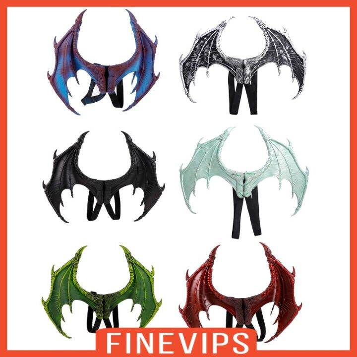 finevips-เครื่องแต่งกายฮาโลวีน-ปีกมังกรปีศาจ-สีดํา-สําหรับเด็กผู้หญิง-เด็กผู้ชาย-วัยรุ่น