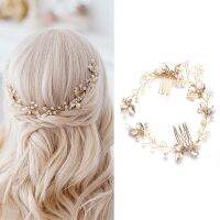 Pearl Leaf Comb Headband Hair Accessories For Women Tiara Headband Wedding Accessories Headband on the head