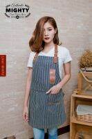 ผ้ากันเปื้อนยีนส์ หนังแท้ ช่องปากกาหนัง Denim Apron &amp; Genuine Leather (รุ่นS2 ความยาว 30 นิ้ว)