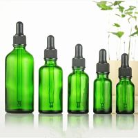 10PCS 5ml-100ml 30ml Bottle Empty Green Glass Essential Oil Bottles Dropper With Black Glue Plastic Screw Cap Dropper Bottle