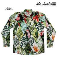 ?ส่งฟรี?เชิ้ตแขนสั้น งานต่อลาย mr-Junko ผ้าซาติน นิ่มใส่สบายไม่ร้อน L-010-L