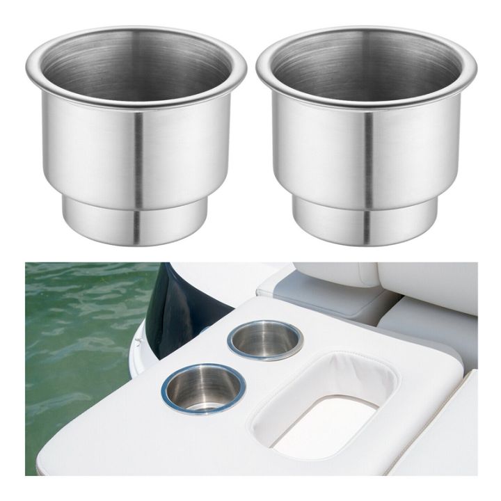 2pcs-stainless-steel-cup-drink-holders-for-marine-boat-car-truck-camper-rv-w-drain