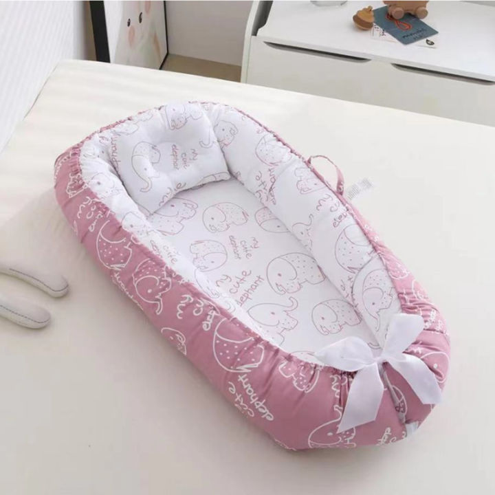 nest-with-pillow-portable-crib-cotton-cradle-for-newborn-baby-bed