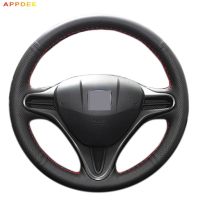 APPDEE Black Artificial Leather Car Steering Wheel Cover for Honda Fit 2009-2013 City Jazz 2012 2011 2010