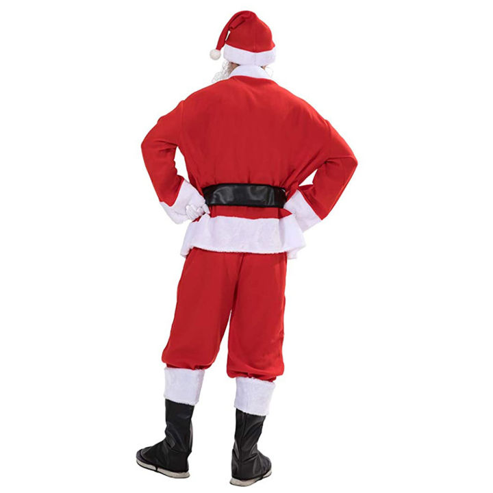 ชุดซานตาคลอสสำหรับผู้ชายชุดคริสต์มาสดีลักซ์