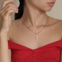 Personalized Vertical Bar Name Necklace With Birthstone Birthstone Necklace Thin Engraved Nameplate NecklaceBridesmaid Gifts