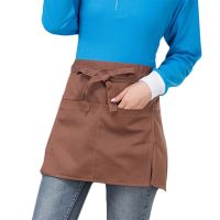 Men Women Kitchen Restaurant Waist Apron Solid Color Half Short Apron Adjusted With Pockets Pen Loops for Server Waiter DXAA