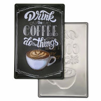 ป้ายสังกะสีวินเทจ Drink the Coffee do the things (ปั๊มนูน), ขนาด 20x30 ซม.