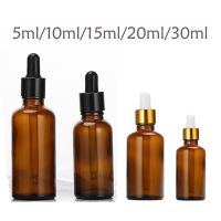 【traveler】12Pcs 5Ml 10Ml 15Ml 20Ml 30Ml Amber Glass Dropper Bottle Empty Dropper Refillable Clear GlassEssential Oils Bottles Travel