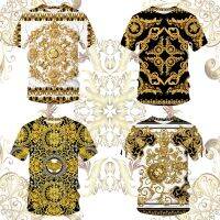 2021 Latest Baroque Summer Mens/Womens T-shirt, Oversized 3D Lion Head Print Crown Print Round Neck Short Sleeve 89