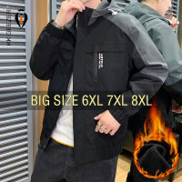 7XL ชุดยาวพลัสไซส์มีกระเป๋าสีดำแจ็คเก็ตเสื้อโค้ทมีฮู้ดของผู้ชาย8XL 6XL กันลมโอเวอร์ไซส์มอเตอร์ไซค์ลำลองฤดูใบไม้ร่วง