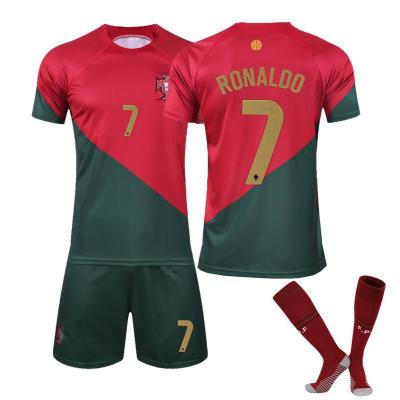 Jersey TIM Sepak Bola ฟุตบอลธงโปรตุเกสสำหรับผู้ชายเด็กวัยรุ่น22-23ฟุตบอลโลกโปรตุเกสที่อยู่ห่างออกไป7 Ronaldos Messis กางเกงขาสั้นแขนสั้นว่าวฟุตบอล0000