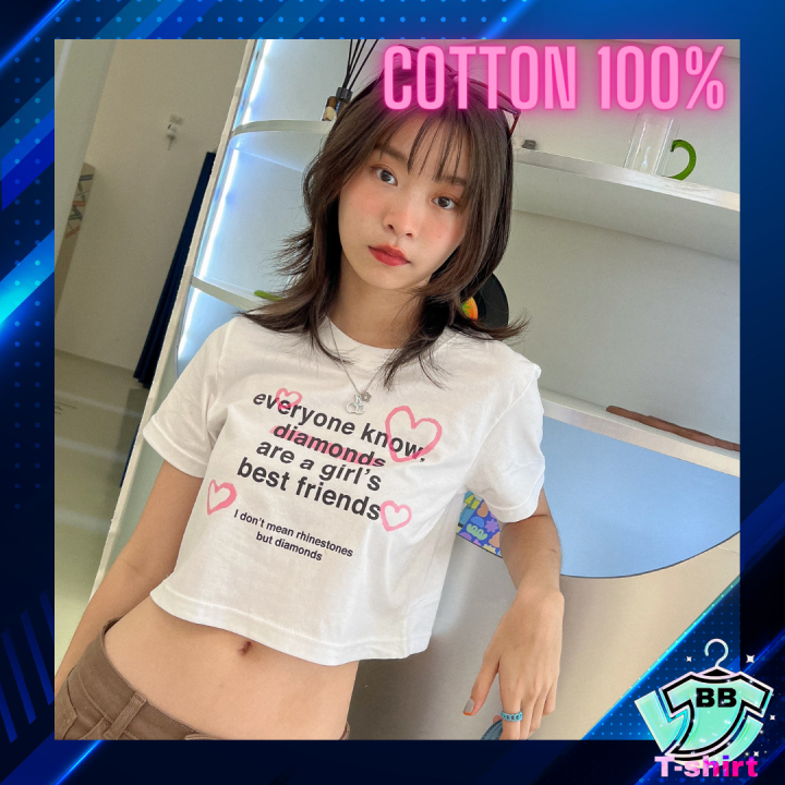 เสื้อครอป y2k baby tee ลาย text Lazada.co.th