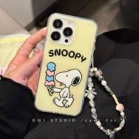 เคสไอโฟน Ins ไอศกรีมน่ารัก Snoopy เหมาะสำหรับ iPhone14/15promax Apple 13 เคสโทรศัพท์มือถือ 11 ช่อง 12