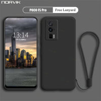 NORVIK Xiaomi POCO F5 Pro เลนส์เคสโทรศัพท์เคสกันกระแทกแข็งขอบตรงแบบนิ่มที่เป็นซิลิโคนเหลวฝาหลัง TPU พร้อมสายคล้อง N26-D2