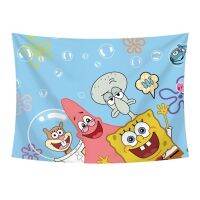 【Ready】? Bedside hanging cloth SpongeBob SquarePants room decoration tapestry dormitory transformation background cloth decoration hanging painting wall covering