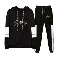 2021Stray Kids Sweatshirt Alphabet Collection Korean Trendy Sports Splicing Sweatshirt Set