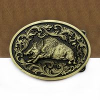 【CW】 BuckleClub Zinc alloy retro wild boar belt buckle western jeans gift FP-03716-2 ANTIQUE BRASS FINISH drop shipping